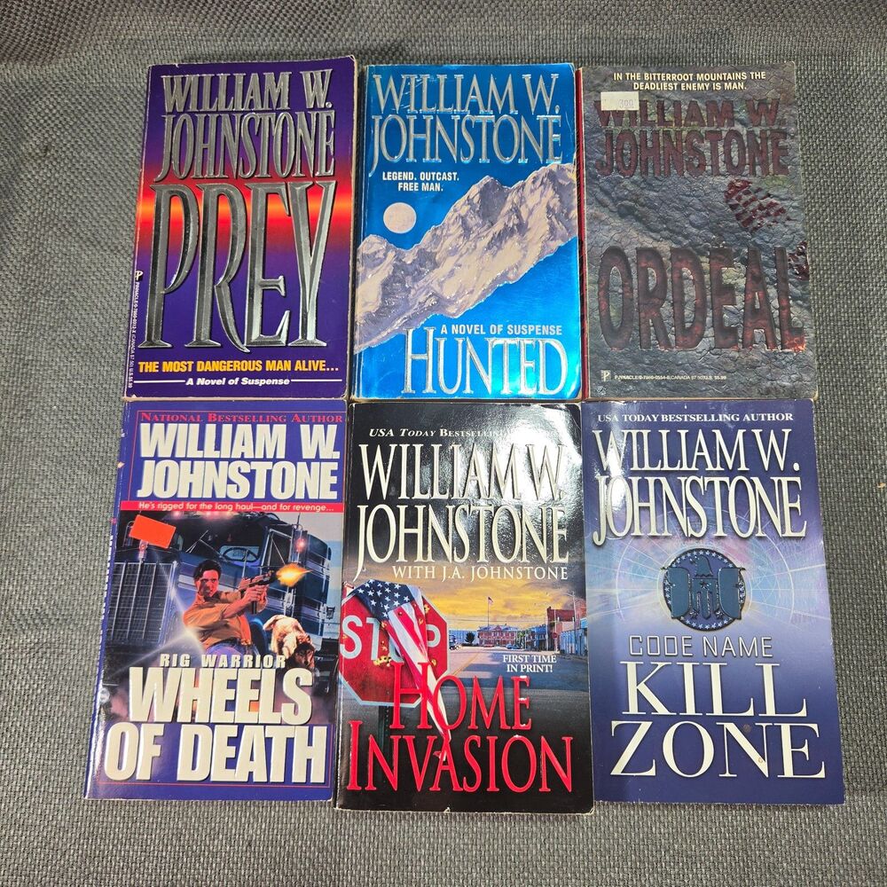 Lot of 6 William W. Johnstone Action PBB BooksCode Name Kill Zone Home Invasion